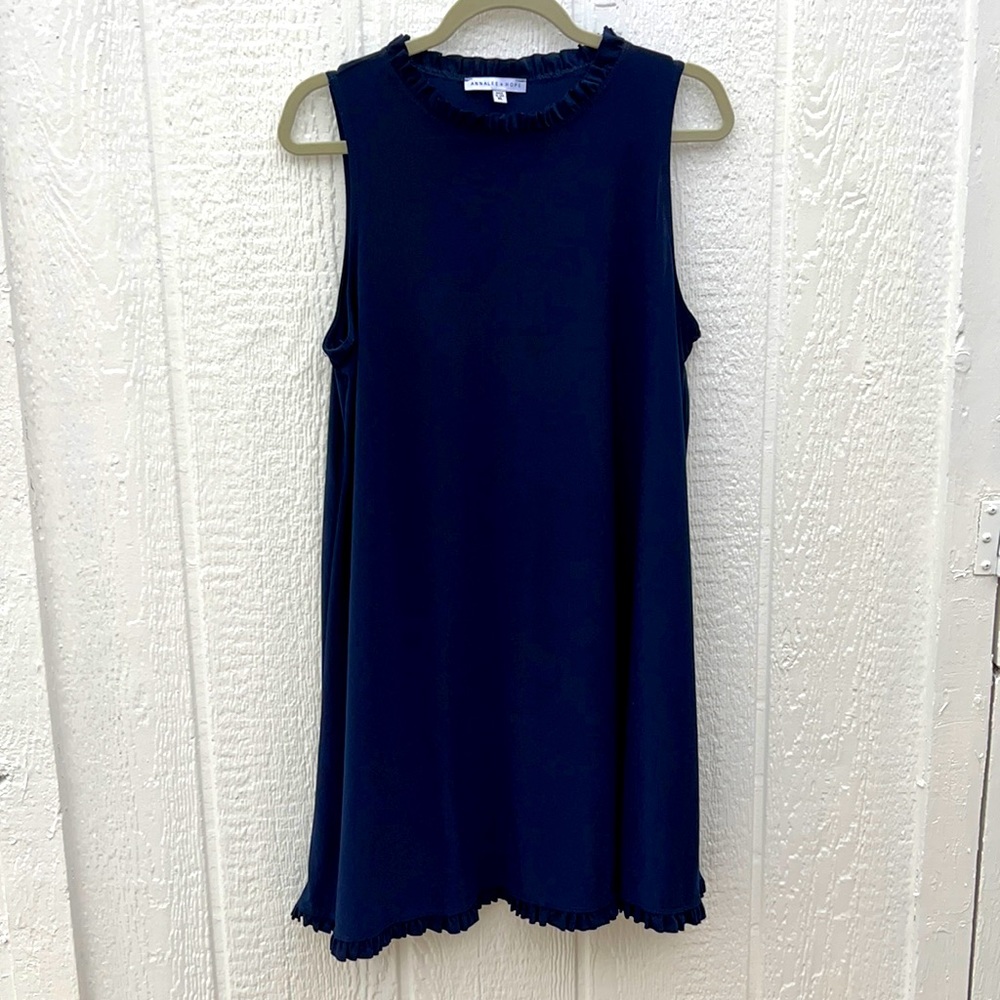 XL Annalee + Hope ruffled navy blue sleeveless dress